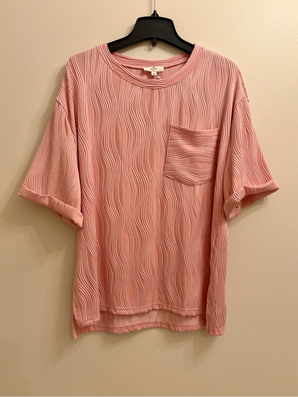 Entro | Women’s Relaxed Pink Textured Pocket Top